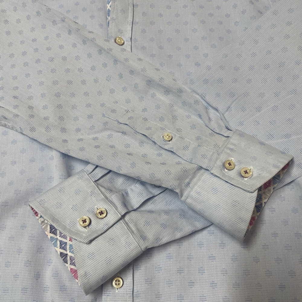 Ted Baker Endurance Light Blue Geometric Button Down Shirt size 16‎ - Picture 11 of 14